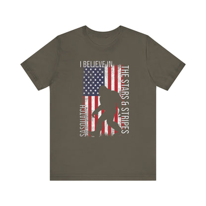 I Believe in Sasquatch Stars & Stripes T-shirt